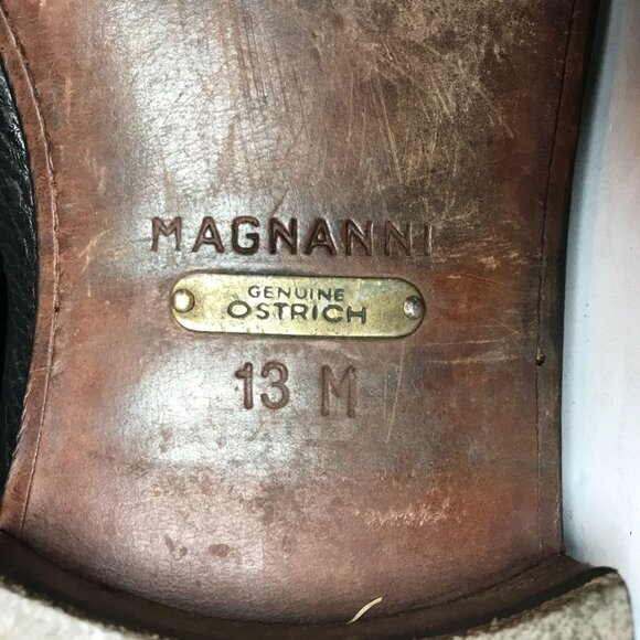 Magnanni Black Ostrich Leather Tassel Loafer Mens Size 13 Luxury - Picture 3 of 11